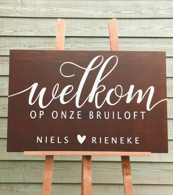 Welkom Op Onze Bruiloft Hartje Namen Welkomstbord