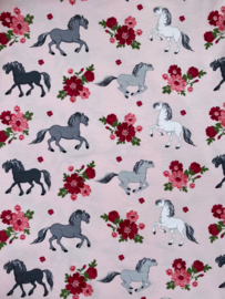 Paarden - bloemen - roze