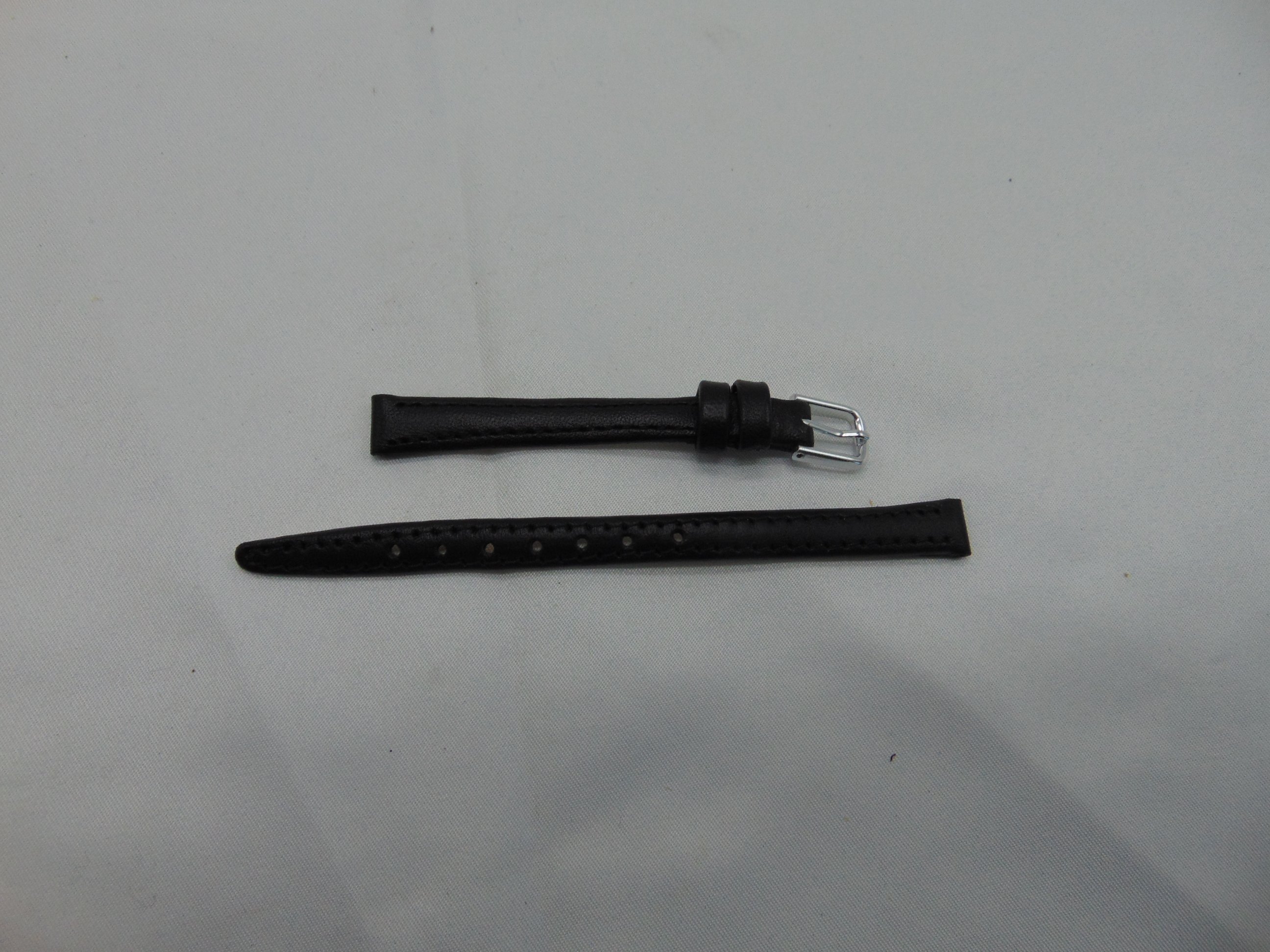 Zwarte leren horlogeband 8 mm.