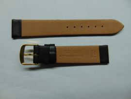 Zwarte nappaleren horlogeband 18 mm.