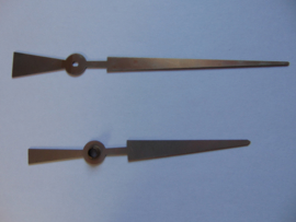 Zwarte alluminium wijzers 12.4 cm.