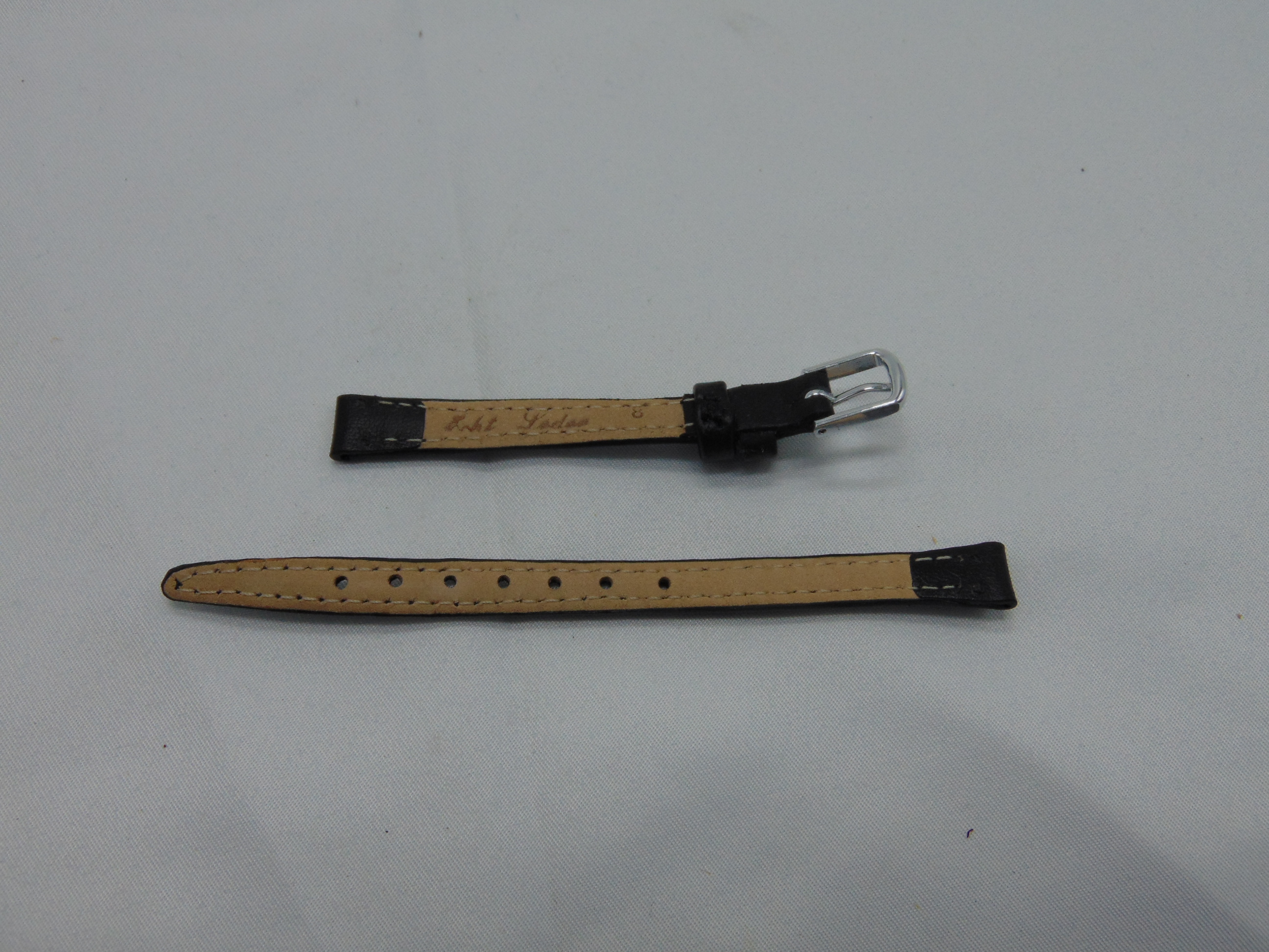 Zwarte leren horlogeband 8 mm.