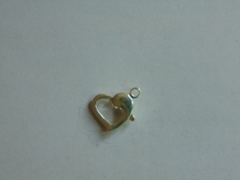 Zilveren karabijnhaak in hartvorm 11 mm.