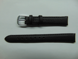 Zwarte leren horlogeband 14 mm.
