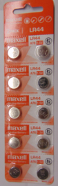 Maxell alkaline button cell batteries LR44.