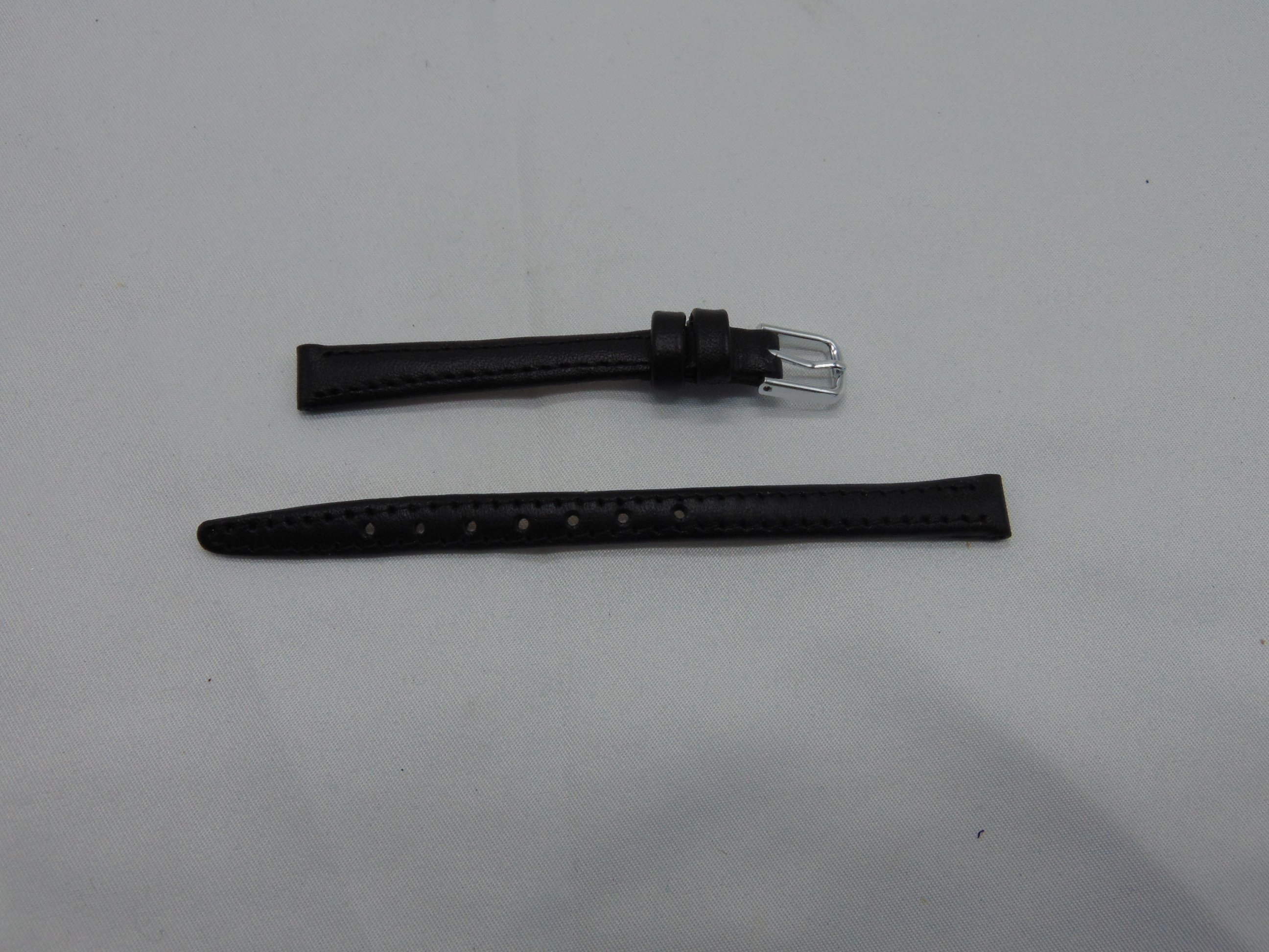 Zwarte leren horlogeband 8 mm.