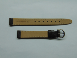 Donkerbruine leren horlogeband 12 mm.