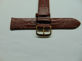 Bruine leren horlogeband 20 mm. met slangenprint