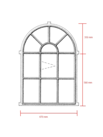 Gietijzeren raam model 049, 670x935 mm, draaibaar middenraam