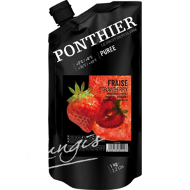 Aardbeien Purée | 90% fruit - 10% suiker | Ponthier | zak 1000ml / t.h.t. 05-09-2024