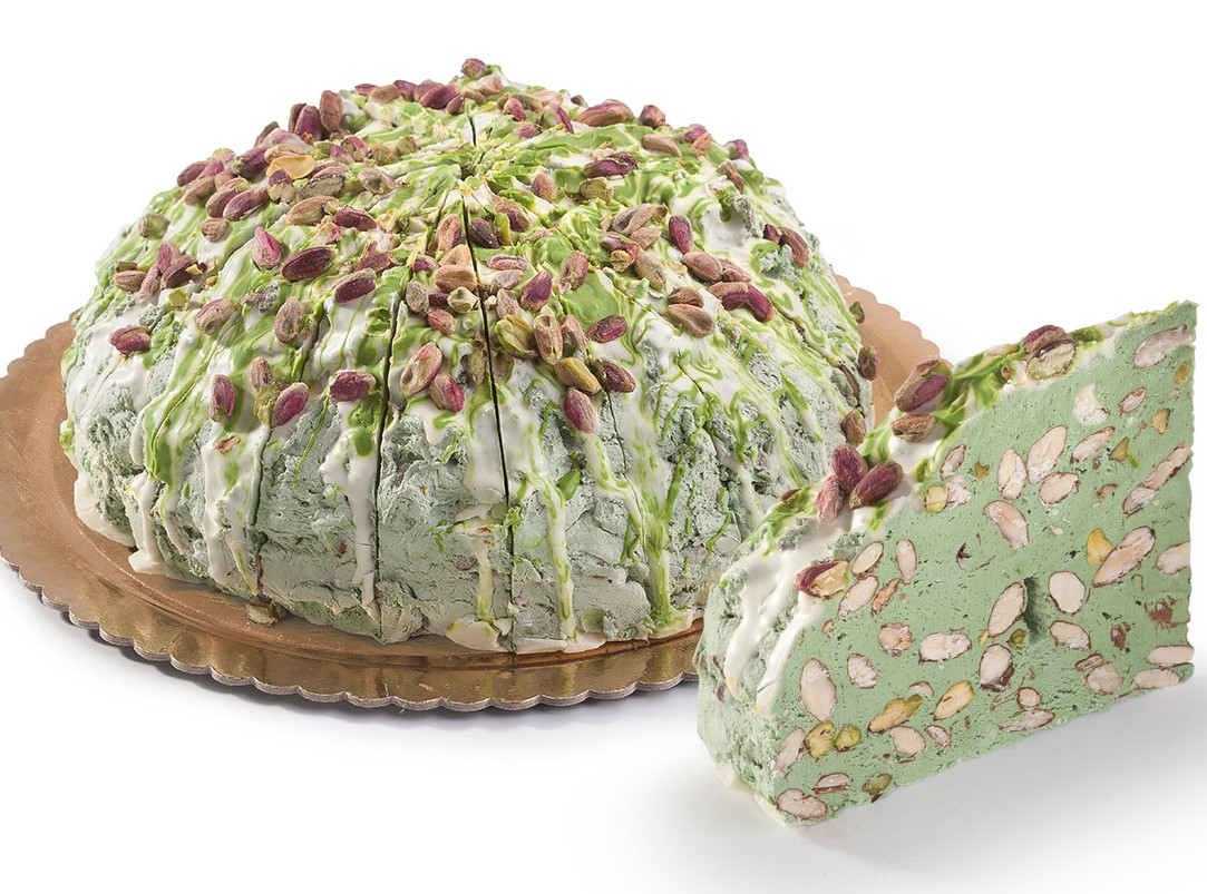 Nougat punt Rivoltini / Nogataart zacht met Pistache /t.h.t. 31-12-2026 / ca 200Gram