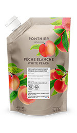 Perzik wit Pureé | 90% fruit - 10% suiker | Ponthier | zak 1000ml / t.h.t 30-10-2025