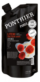 Lychee puree | Litchee | Litchi | 90% fruit - 10% suiker | Ponthier  | zak 1000ml / t.h.t. 08-08-2024