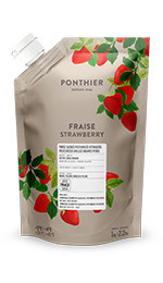 Aardbeien Purée | 90% fruit - 10% suiker | Ponthier | zak 1000ml / t.h.t. 03-07-2026
