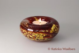 Waxinelicht met as - rode waxines | GLASS & ART