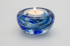 Waxinelicht met as - blauwe waxines | GLASS & ART