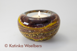 Waxinelicht met as - rode waxines | GLASS & ART