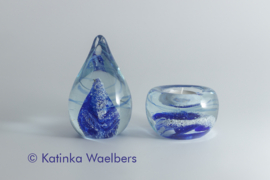 Waxinelicht met as - glasreliek setjes | GLASS & ART