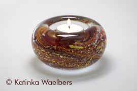 Waxinelicht met as - rode waxines | GLASS & ART