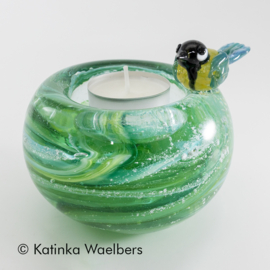 Waxines met ornamenten en as - glasreliek | GLASS & ART