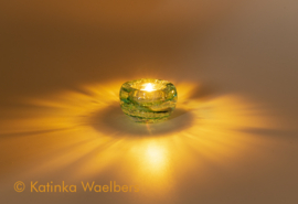 Waxinelicht met as - groene waxines | GLASS & ART