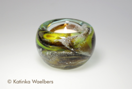 Waxinelicht met as -kleurrijke waxines | GLASS & ART