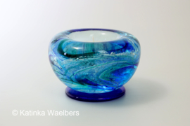 Waxinelicht met as - blauwe waxines | GLASS & ART