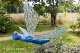 Mixed Media Glaskunst: Libelle tuinbeeld met glas