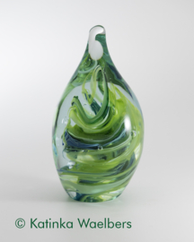 Glaskunst - glazen druppel: Greeny