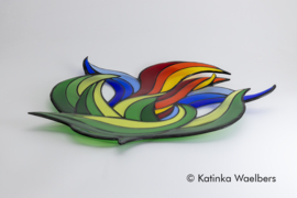 Glazen schaal: bloemenwereld