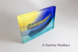 Glazen presse papier: Feather