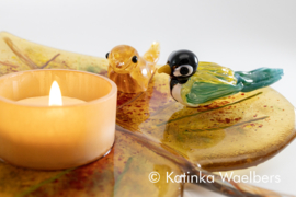 Waxines met ornamenten en as - glasreliek | GLASS & ART