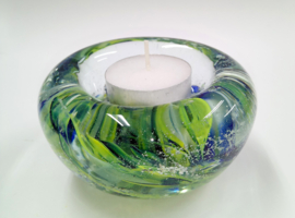 Waxinelicht met as - groene waxines | GLASS & ART