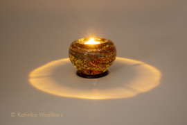 Waxinelicht met as - rode waxines | GLASS & ART