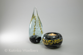 Waxinelicht met as - glasreliek setjes | GLASS & ART