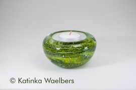 Waxinelicht met as - groene waxines | GLASS & ART