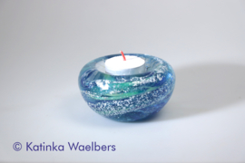 Waxinelicht met as - blauwe waxines | GLASS & ART