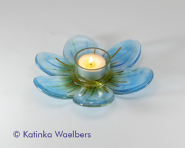 Bloemvormige waxines met as - glasreliek | GLASS & ART