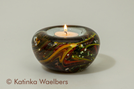 Waxinelicht met as -kleurrijke waxines | GLASS & ART