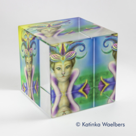 Glazen kubus - presse papier: Princess