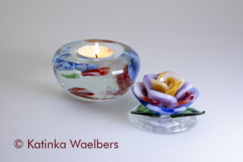 Waxinelicht met as - glasreliek setjes | GLASS & ART