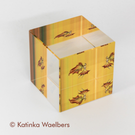 Glazen kubus - presse papiers: Angel