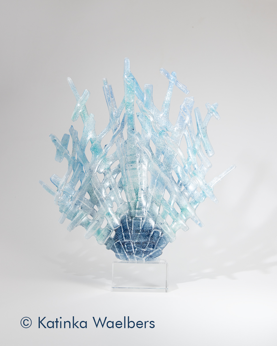 Glaskunst - glazen beeld: Coral blue (XXL)