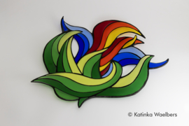 Glazen schaal: bloemenwereld