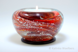 Waxinelicht met as - rode waxines | GLASS & ART