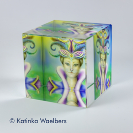 Glazen kubus - presse papier: Princess