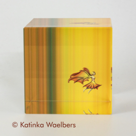 Glazen kubus - presse papiers: Angel