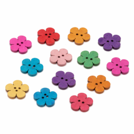 Houten bloemetjes, 10 st.