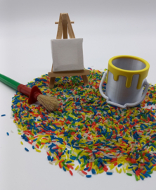 Emmertje met verfspetters in Geel, Blauw, Groen of Rood Thema Kunst