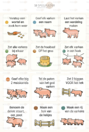 Opdrachtkaartjes – Thema Boerderij / Varkens – Set van 24 (PDF)